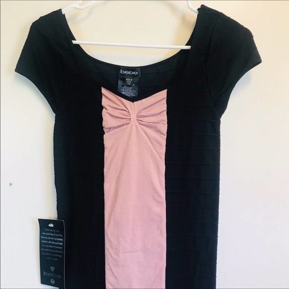 Bebe Mix Media Bandage Bodycon Dress Black Size PS - Picture 3 of 9
